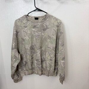 PacSun Men’s Crewneck Sweater in Beige and Green Camo